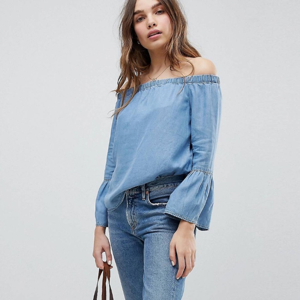 Chambray off the shoulder top